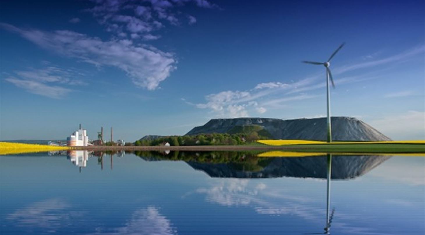 Landskab med vindm�lle og gasanl�g